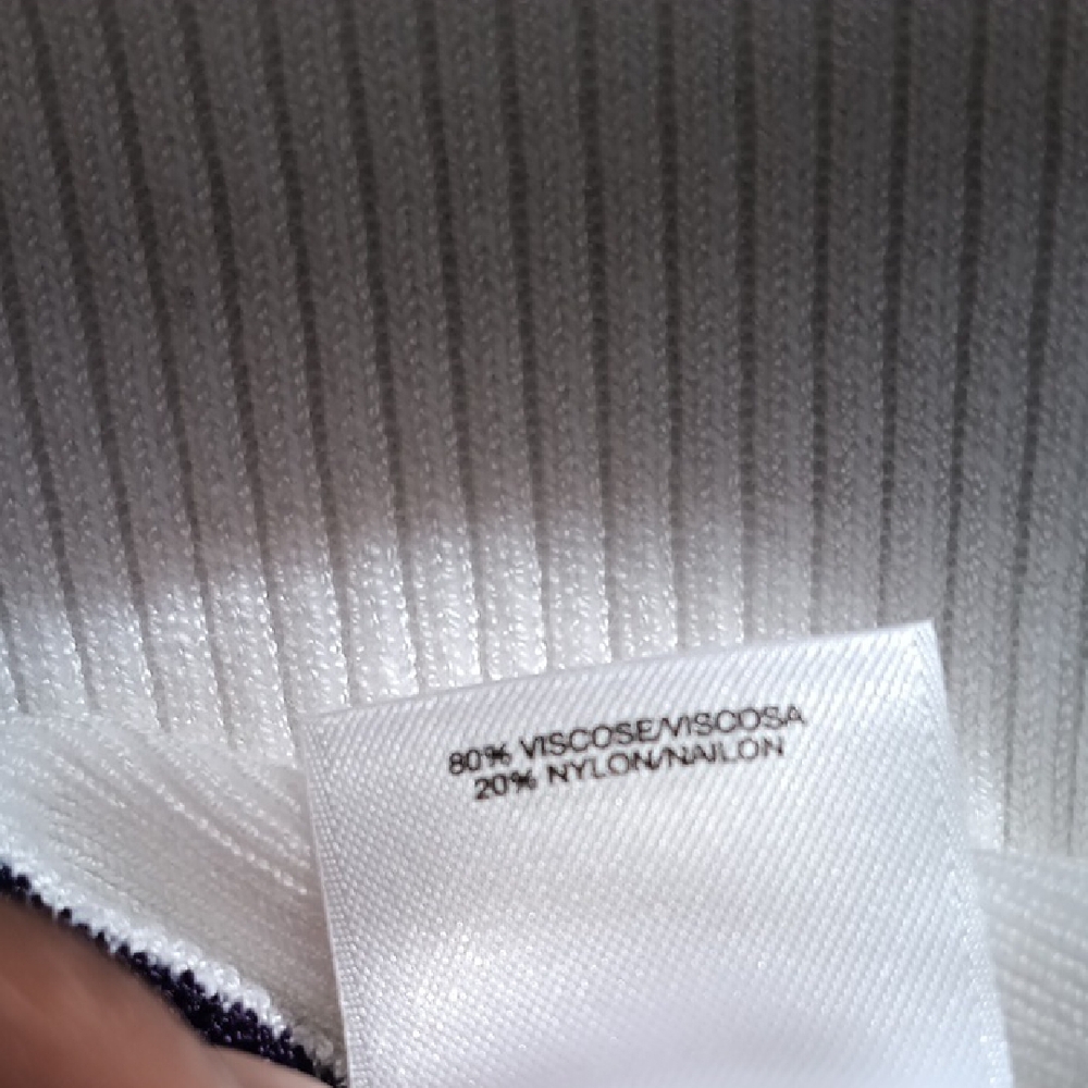 Anne Klein Womens Navy Blue/ White Striped Long Sleeve Knit Sweater sz L - Picture 12 of 12
